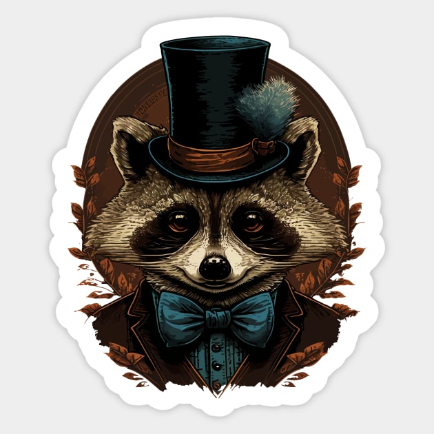 Raccoon Top Hat Sticker by K3rst